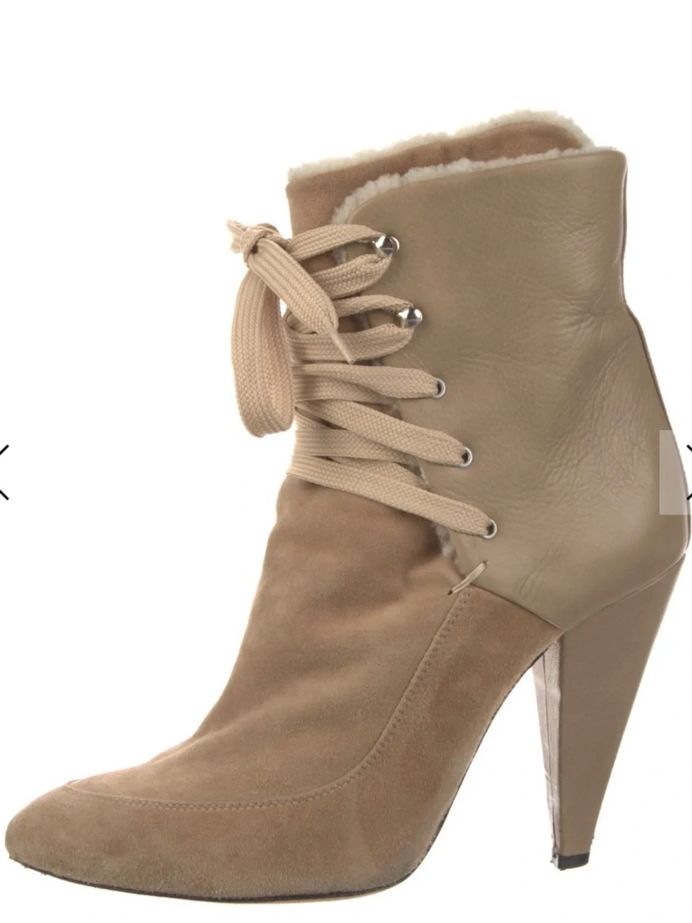 IRO Taupe Suede & Leather Lace-Up Ankle Bootie